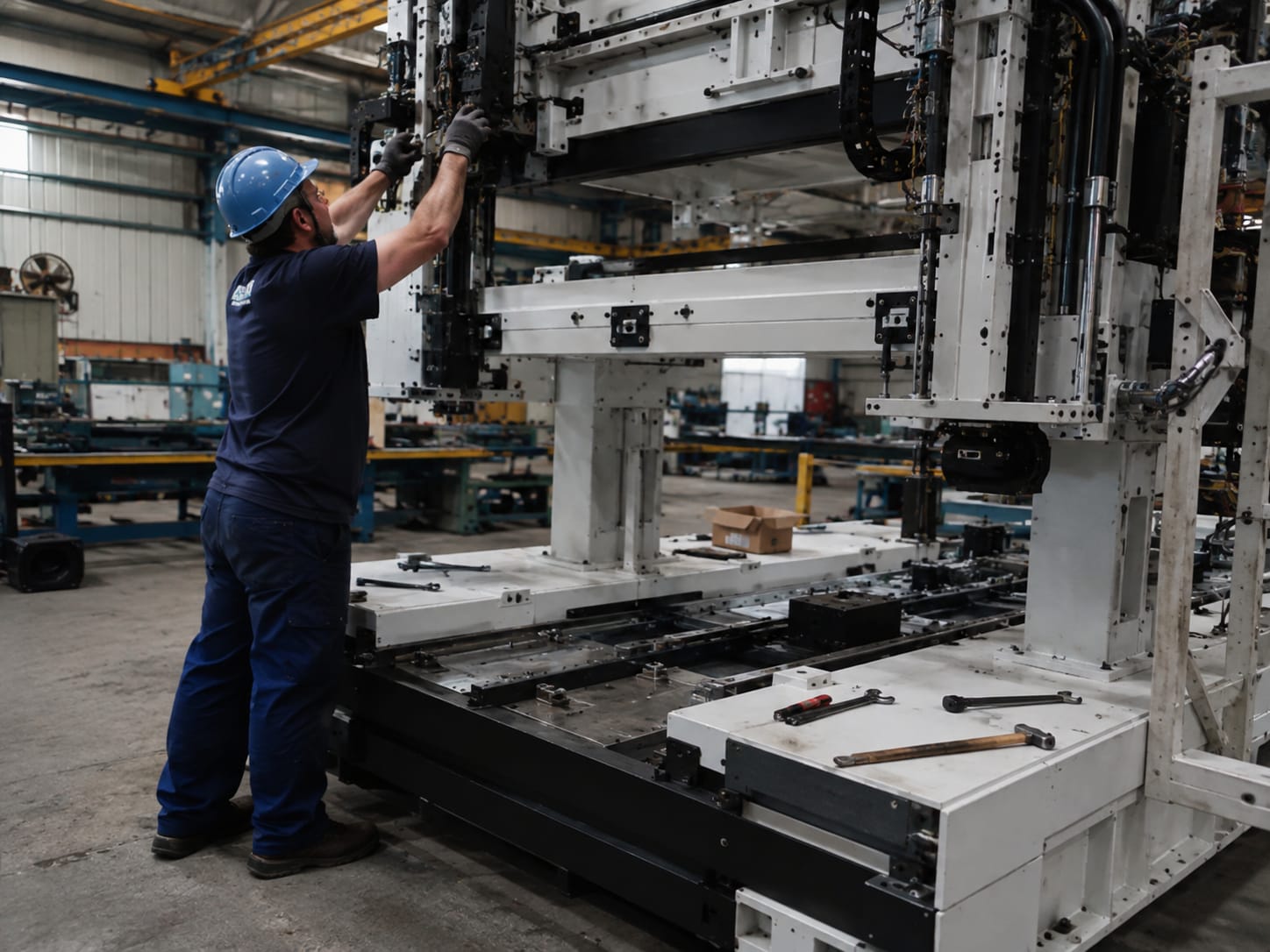 Profissional trabalhando em equipamento industrial